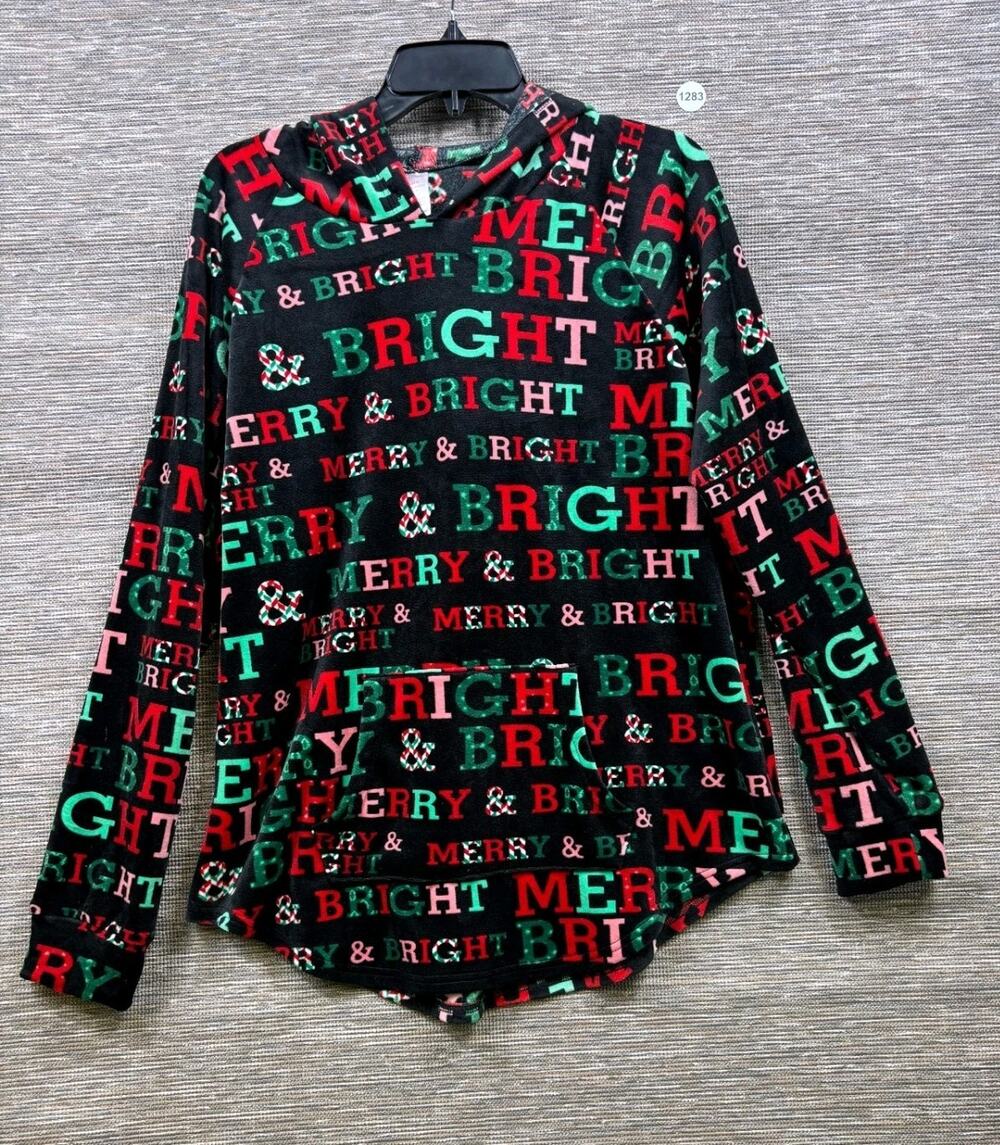 No Boundaries Christmas Pullover Merry Christmas Hoodie Juniors Size XXXL Black